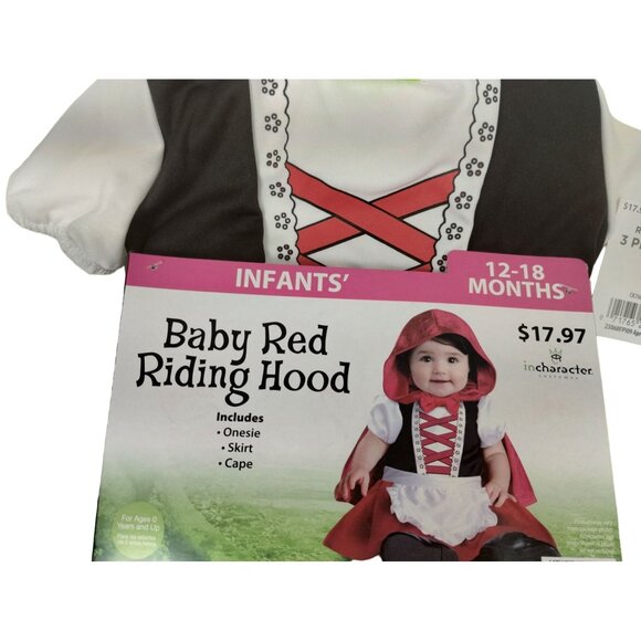 InCharacter Infant Girls 12 to 18 Months Baby Red Riding Hood Costume 3 Piece Se - Picture 2 of 7